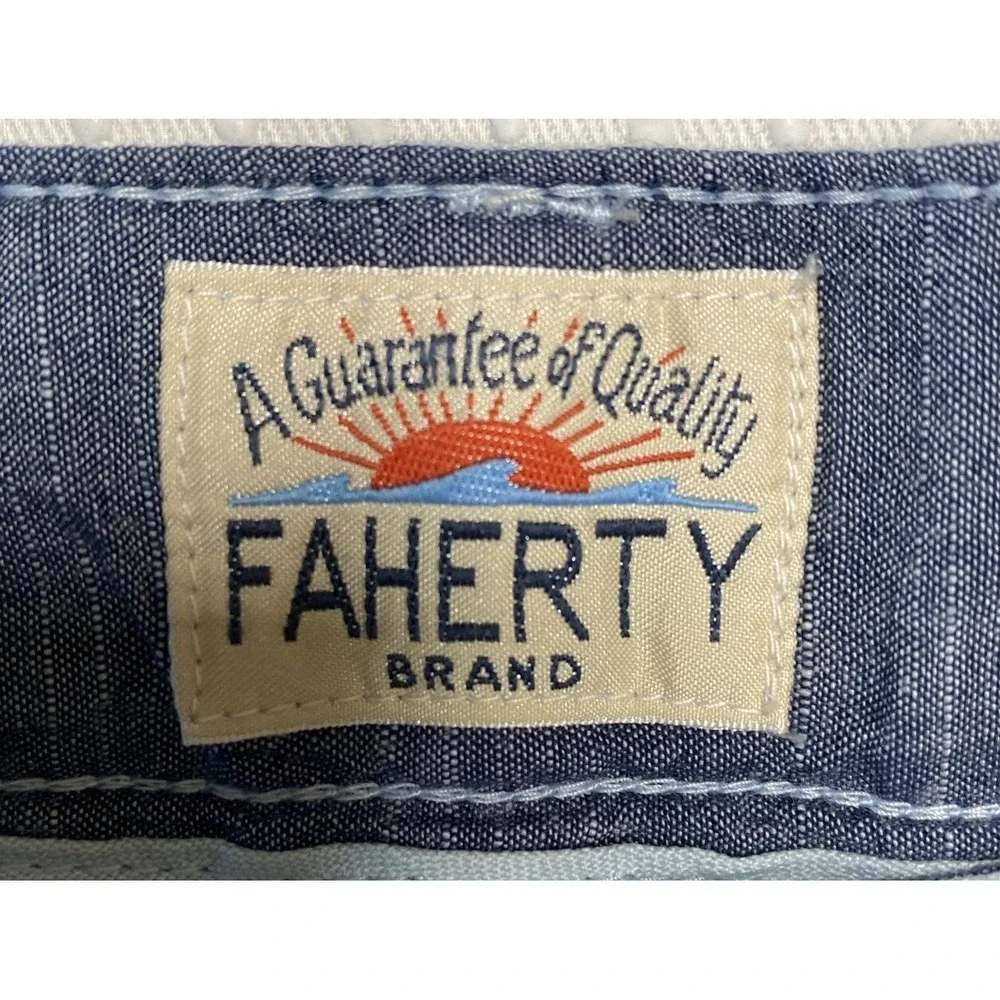 Faherty Brand Men's Shorts Blue Linen Blend Size 38‎